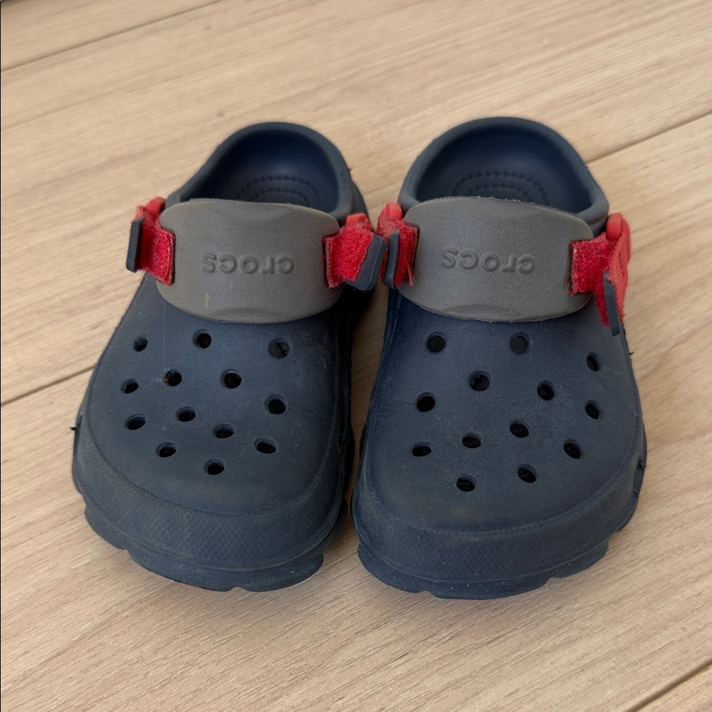 CROCS Kids Blue with red Velcro